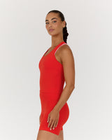 LUXE MIDRIFF TANK - FIERY RED