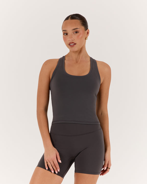 LUXE MIDRIFF TANK - PEBBLE