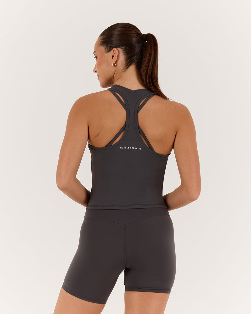 LUXE MIDRIFF TANK - PEBBLE