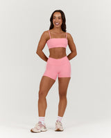 LUXE MID RISE BIKER SHORTS - LILLY BLOSSOM WHITE