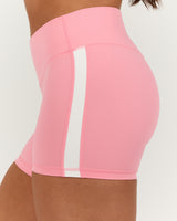LUXE MID RISE BIKER SHORTS - LILLY BLOSSOM WHITE