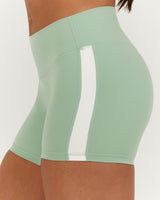LUXE MID RISE BIKER SHORTS - LILLY SAGE WHITE