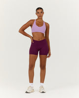 LUXE MID RISE BIKER SHORTS - BEET