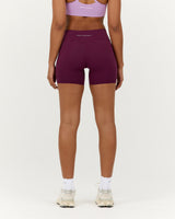 LUXE MID RISE BIKER SHORTS - BEET
