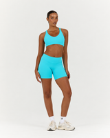 LUXE MID RISE BIKER SHORTS - TURQUOISE