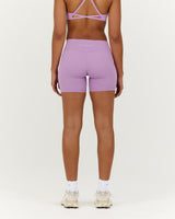 LUXE MID RISE BIKER SHORTS - VIOLET