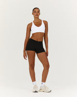 LUXE MID RISE MINI SHORTS - BLACK