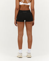 LUXE MID RISE MINI SHORTS - BLACK