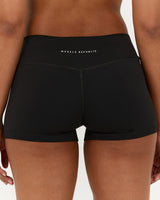 LUXE MID RISE MINI SHORTS - BLACK