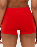 LUXE MID RISE MINI SHORTS - FIERY RED