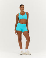 LUXE MID RISE MINI SHORTS - TURQUOISE