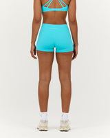 LUXE MID RISE MINI SHORTS - TURQUOISE