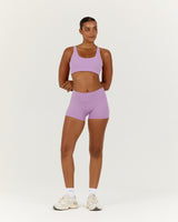 LUXE MID RISE MINI SHORTS - VIOLET