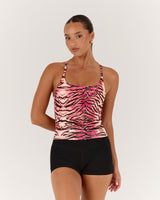 LUXE NORA TOP - TIGER PEACH