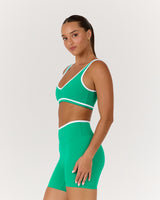 LUXE OLIVIA BRA - COURT GREEN WHITE