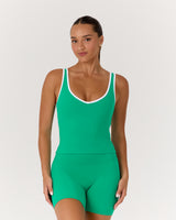 LUXE OLIVIA TOP - COURT GREEN WHITE