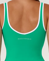 LUXE OLIVIA TOP - COURT GREEN WHITE