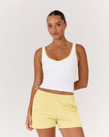 LUXE OLIVIA TOP - WHITE DOUBLE BUTTER