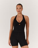 LUXE SABRINA TOP - BLACK