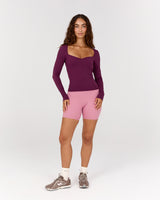 LUXE STELLA SWEETHEART LONG SLEEVE TOP - BEET