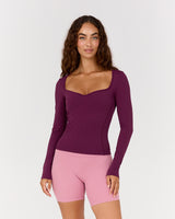 LUXE STELLA SWEETHEART LONG SLEEVE TOP - BEET