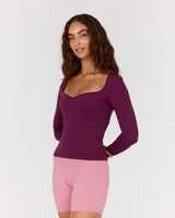 LUXE STELLA SWEETHEART LONG SLEEVE TOP - BEET