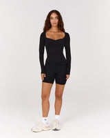LUXE STELLA SWEETHEART LONG SLEEVE TOP - BLACK