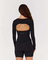 LUXE STELLA SWEETHEART LONG SLEEVE TOP - BLACK
