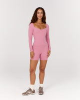 LUXE STELLA SWEETHEART LONG SLEEVE TOP - BLOOM
