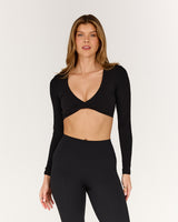 LUXE TAI LONG SLEEVE TOP - BLACK