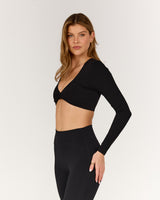 LUXE TAI LONG SLEEVE TOP - BLACK