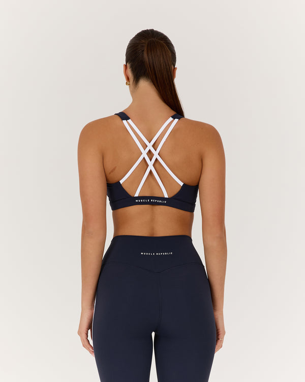 LUXE TESSA BRA - DEEP NAVY WHITE