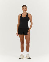 LUXE V NECK LONGLINE TANK - BLACK