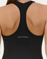 LUXE V NECK LONGLINE TANK - BLACK