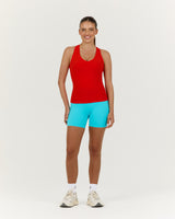 LUXE V NECK LONGLINE TANK - FIERY RED