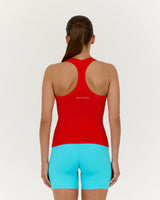 LUXE V NECK LONGLINE TANK - FIERY RED