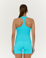 LUXE V NECK LONGLINE TANK - TURQUOISE
