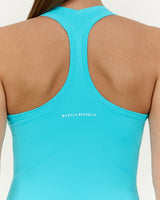 LUXE V NECK LONGLINE TANK - TURQUOISE