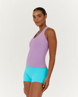 LUXE V NECK LONGLINE TANK - VIOLET