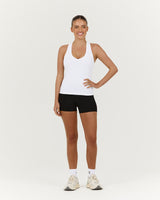 LUXE V NECK LONGLINE TANK - WHITE