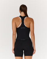 LUXE V NECK MIDRIFF TANK - BLACK