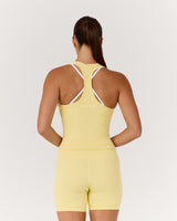 LUXE V NECK MIDRIFF TANK - DOUBLE BUTTER