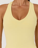 LUXE V NECK MIDRIFF TANK - DOUBLE BUTTER