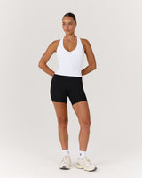 LUXE V NECK MIDRIFF TANK - WHITE