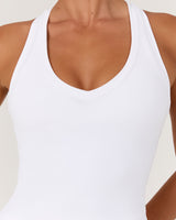 LUXE V NECK MIDRIFF TANK - WHITE