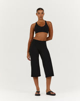 LUXE WIDE LEG CAPRI - BLACK