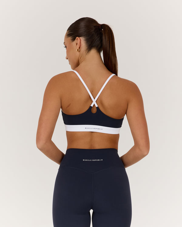 LUXE WILLOW BRA - DEEP NAVY WHITE