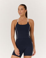LUXE WILLOW TOP - DEEP NAVY WHITE