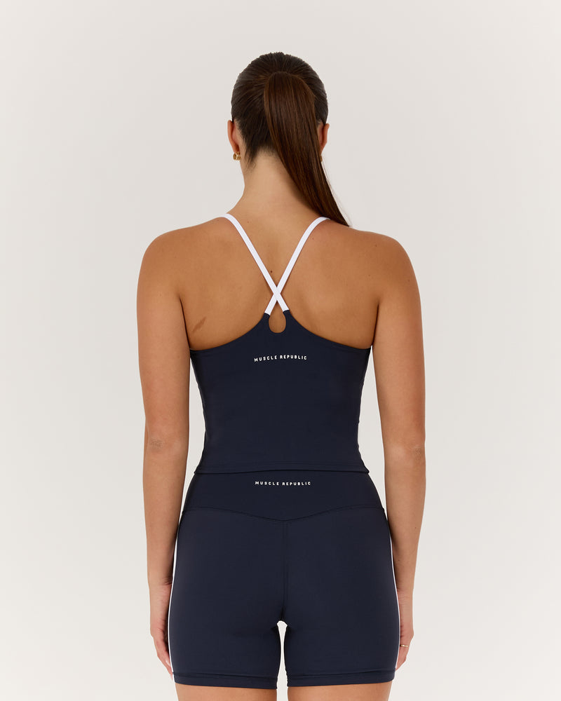 LUXE WILLOW TOP - DEEP NAVY WHITE
