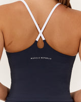 LUXE WILLOW TOP - DEEP NAVY WHITE